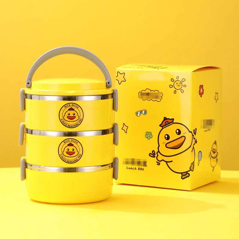 Insulated Stainless Steel Lunch Box With Yellow Duck Pattern - Temu