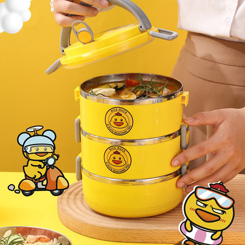 Insulated Stainless Steel Lunch Box With Yellow Duck Pattern - Temu