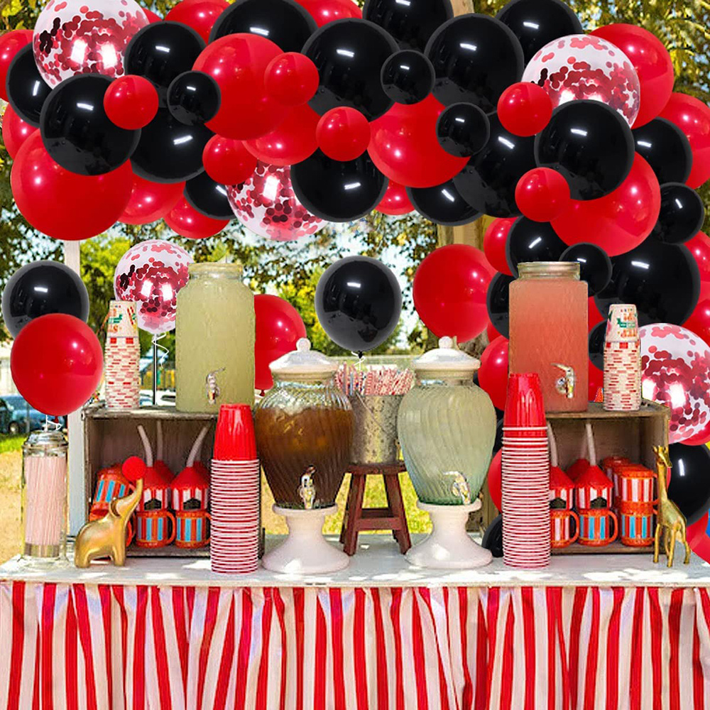 Red Black Balloon Arch Kit With Red Black Mixed Sequin - Temu