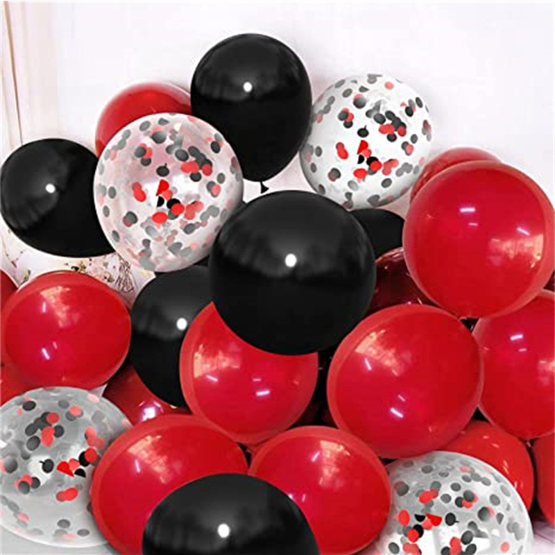 Black Red White Confetti Latex Balloons Black White Red - Temu