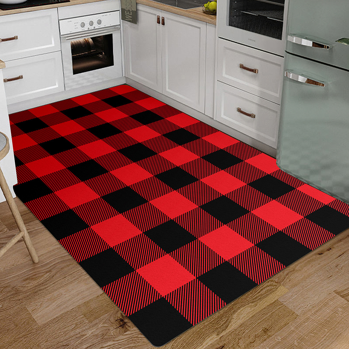 Kitchen Mat Anti Fatigue Cushioned Black And White Buffalo Plaid Kitchen  Rug Kitchen Floor Mat Non-skid Waterproof Ergonomic Comfort Standing Desk  Ma