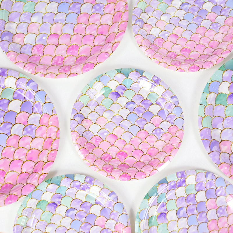 Mermaid Fishtail Fish Scale Disposable Plates Cups Set - Temu