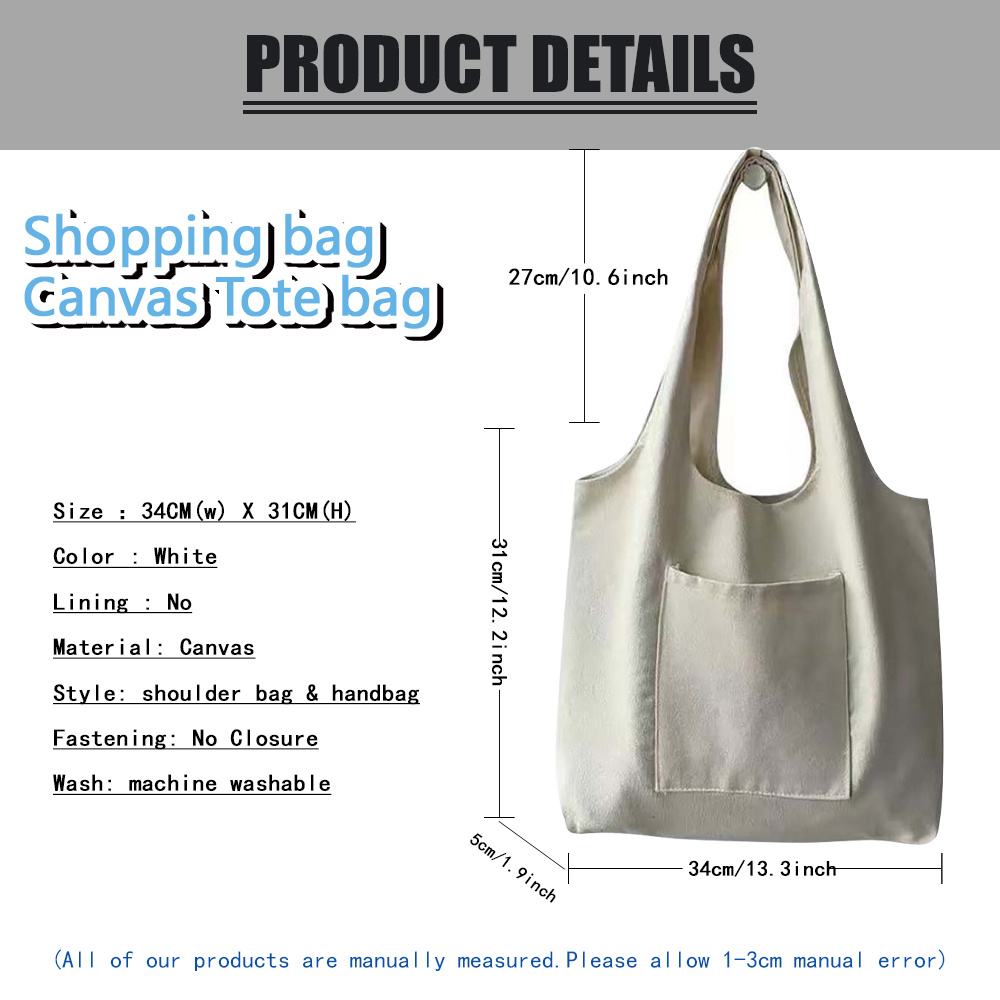 Flower Letter Print Shoulder Bag Canvas Tote Large Capacity