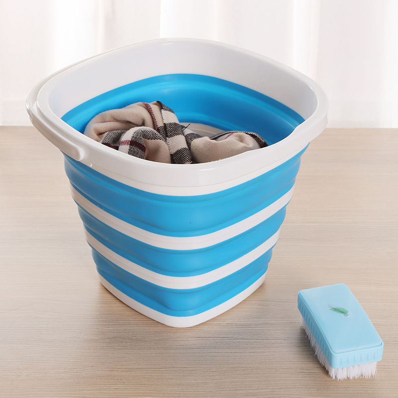 5/10L Folding Bucket Lightweight Wash Bucket for Outdoor Car Wash (Blue 10L)