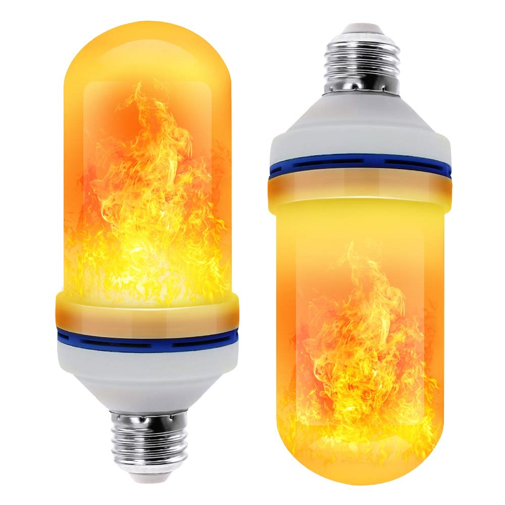 Paquete de 3 bombillas LED de llama de 7 W, bombilla de llama recargable,  funciona con pilas y alimentada por USB con 3 modos y función al revés para