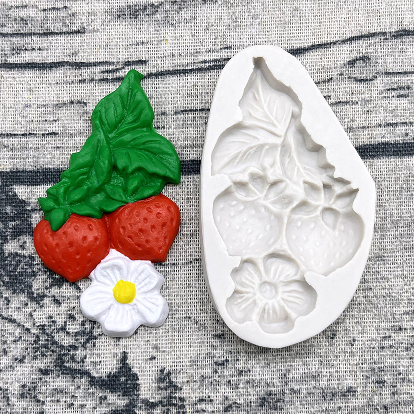 1pc Strawberry Silicone Mold For Fondant Cake, Chocolate, Jelly
