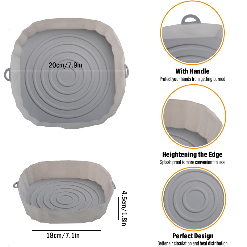 17/18cm Air Fryer Oven Baking Tray Fried Pizza Chicken Basket Mat AirFryer  Silicone Pot Round Replacemen Grill Pan Accessories