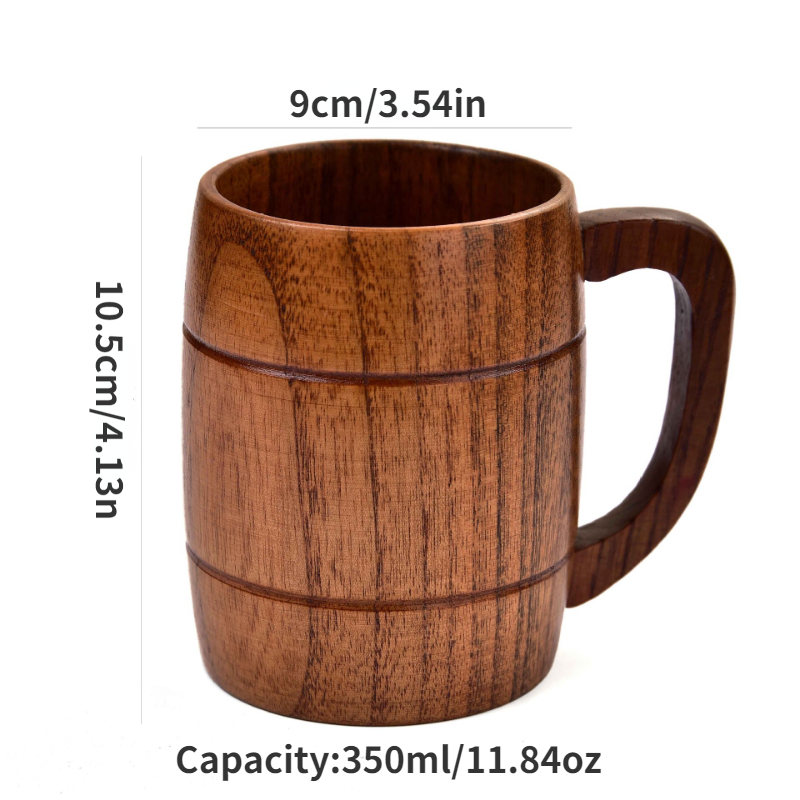 Wooden Insulated Tea Cup With Handle, Solid Wood Coffee Cup, Tea Cup,  Jujube Wood Flat Bottom Coffee Cup