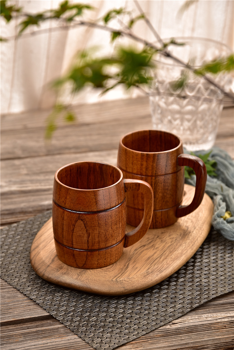 Wooden Mug Natural Wood Coffee Mug Tea Cup Retro Wooden Cups for Coffee  Milk Office Water Cup Beer Mug Gifts Drinkware
