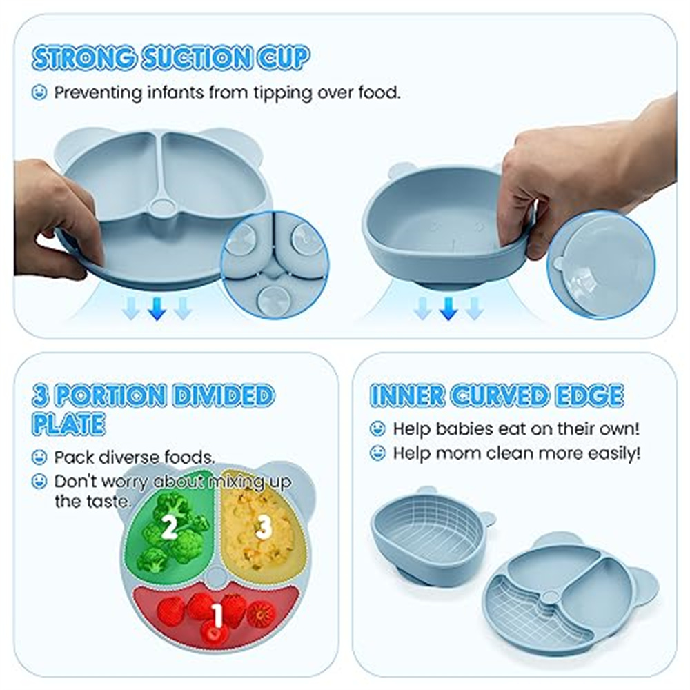 6 Piece Silicone Baby & Toddler Dinnerware Set, Baby Led Weaning Supplies,  Silicone Baby Feeding Set, Infant Dinnerware Set, Baby Dinner Set 