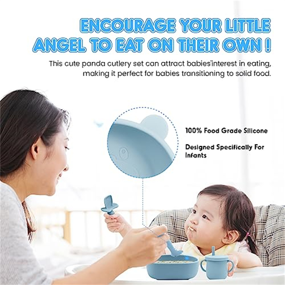 Baby Feeding Supplies - Led Weaning Silicone Baby Feeding Set, Toddler  Plates with Suction, Straw Sippy Cups