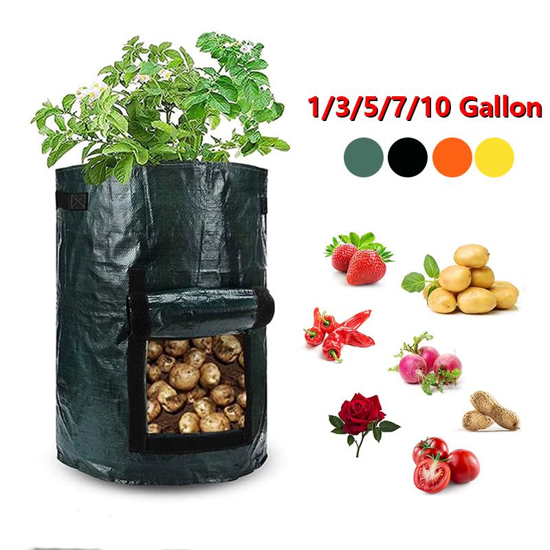 3/5/7/10 Gallon Planting Potato Grow Bags Waterproof Pe Garden