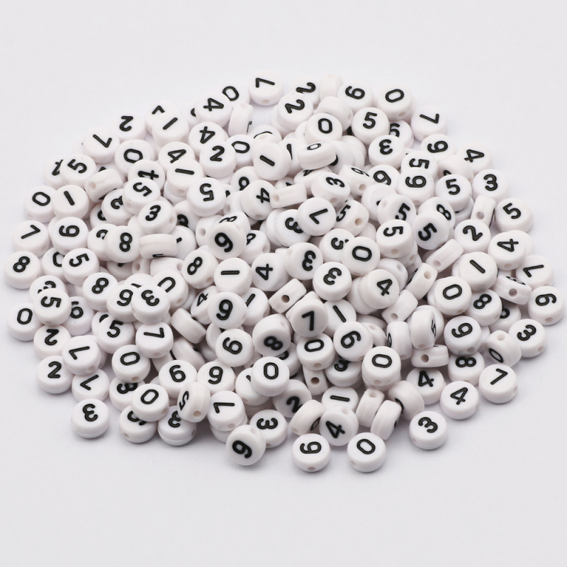 White Round Number Beads Acrylic Mixed Number Fashion For - Temu