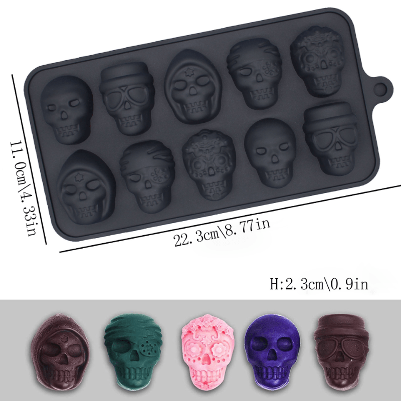 2Pcs Skull Silicone Candy Molds, Gummy Candy Molds Silicone Set with 1  Dropper and 80 Cavities for Candy, Chocolate, Ice Cube, Jelly