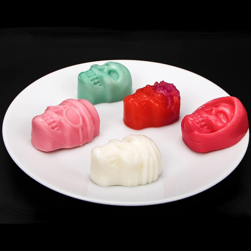 2Pcs Skull Silicone Candy Molds, Gummy Candy Molds Silicone Set with 1  Dropper and 80 Cavities for Candy, Chocolate, Ice Cube, Jelly