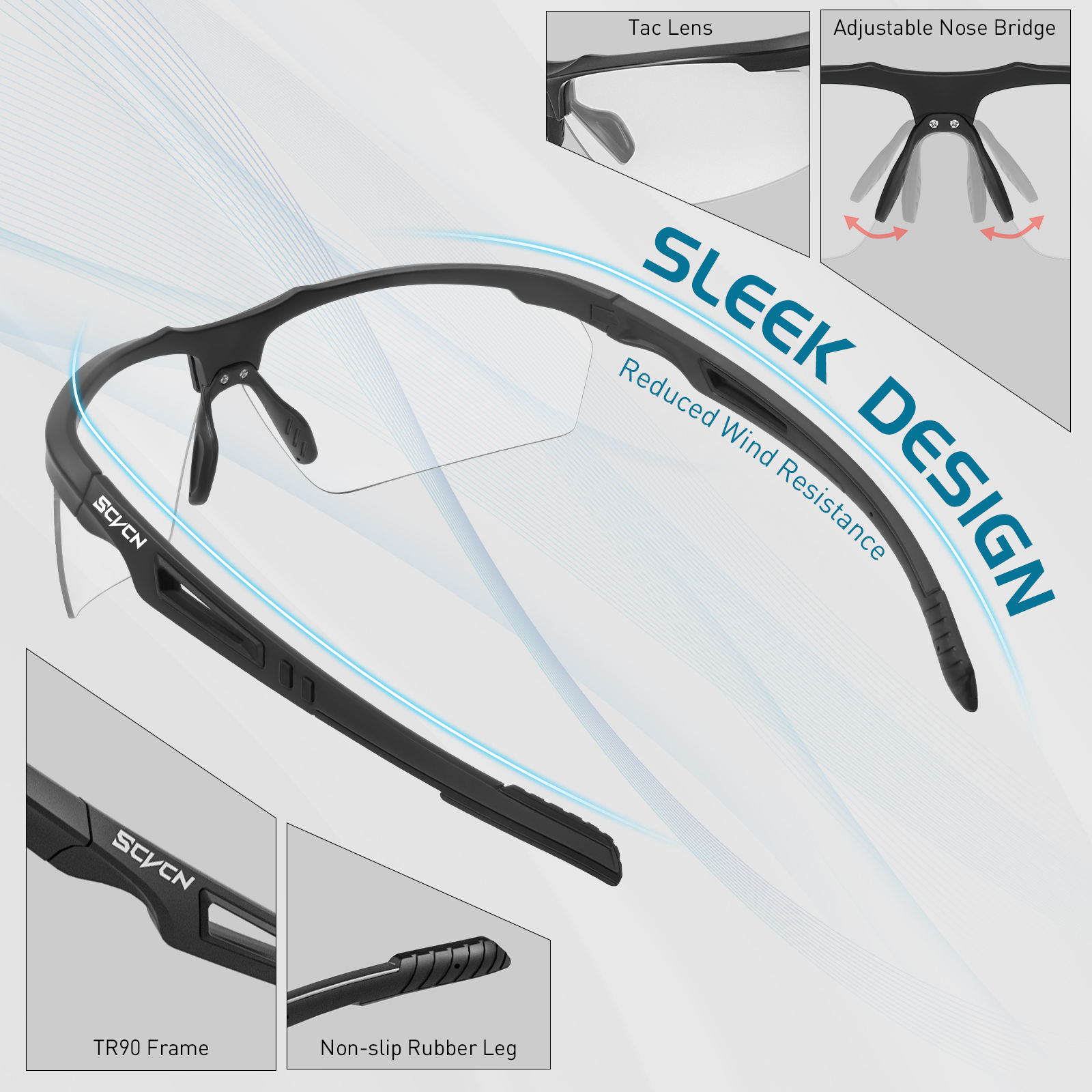 Comprar Gafas fotocromáticas para ciclismo con protección UV, lentes de  alta transmitancia, diseño no sensorial, gafas para bicicleta para hombres  y mujeres