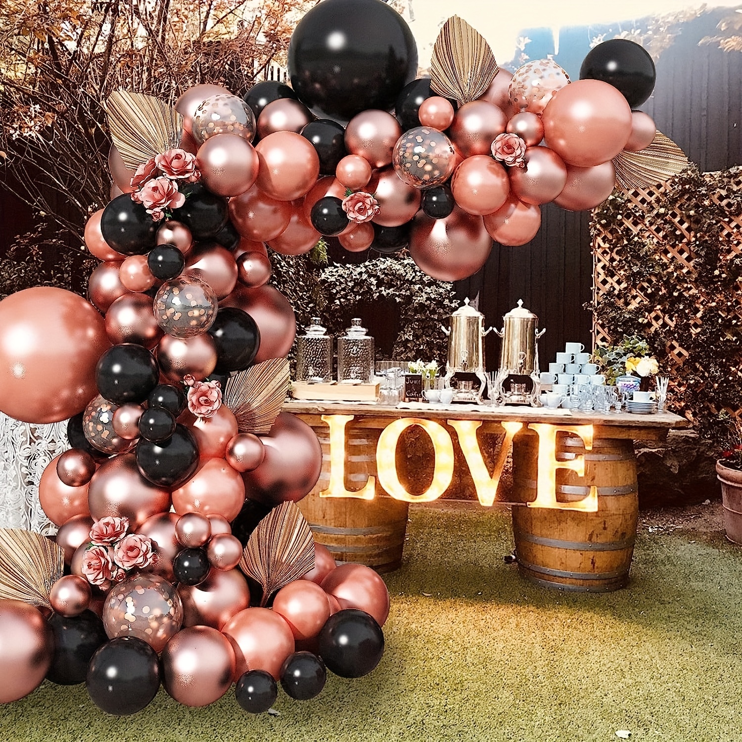 Pink and Black Balloon Garland Birthday Party Decorations Wedding