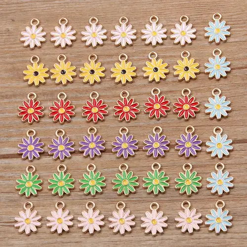 Mix Colors Enamel Charms Flower Pendants Vintage Alloy - Temu