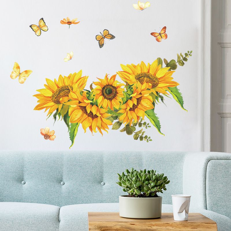 Sunflower Wall Stickers Flowers Home Room Decoration Decals For