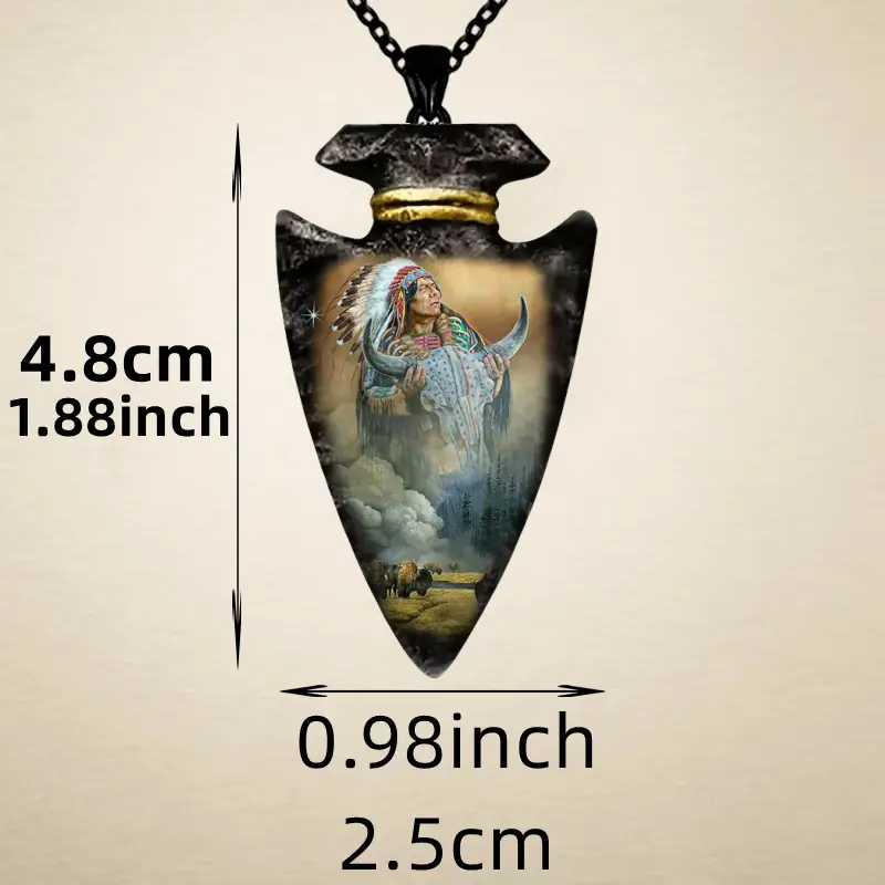 1pc creative tribal leader tribal   pattern necklace hip hop geometric triangle pendant necklace halloween gifts details 3