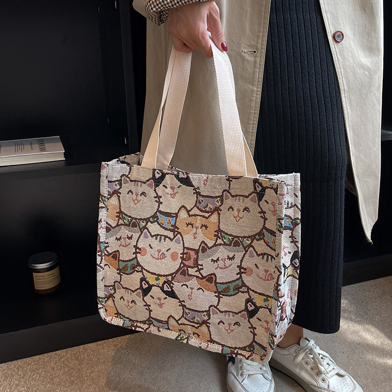 Cartoon Pattern Large Capacity Tote Storage Pouch, Canvas