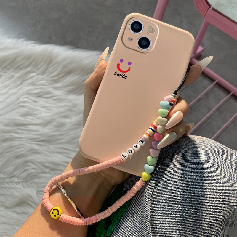 

Happy Face Pattern Phone Case With Lanyard For 11 14 13 12 Pro Max Xr Xs 7 8 6 Plus Mini Luxury Silicone Cover Anti-fingerprint Fall Car Shockproof Compatible Bumper Heart Pink Phone Cases