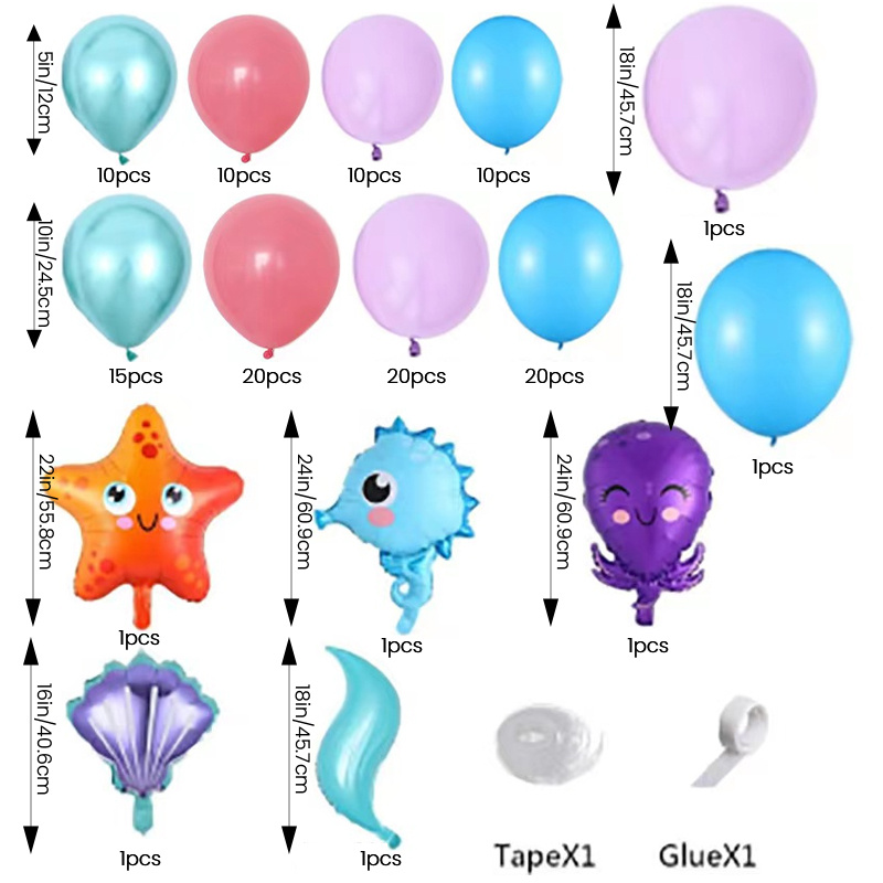 Underwater World Party Balloon Set 10 balloon Chain - Temu