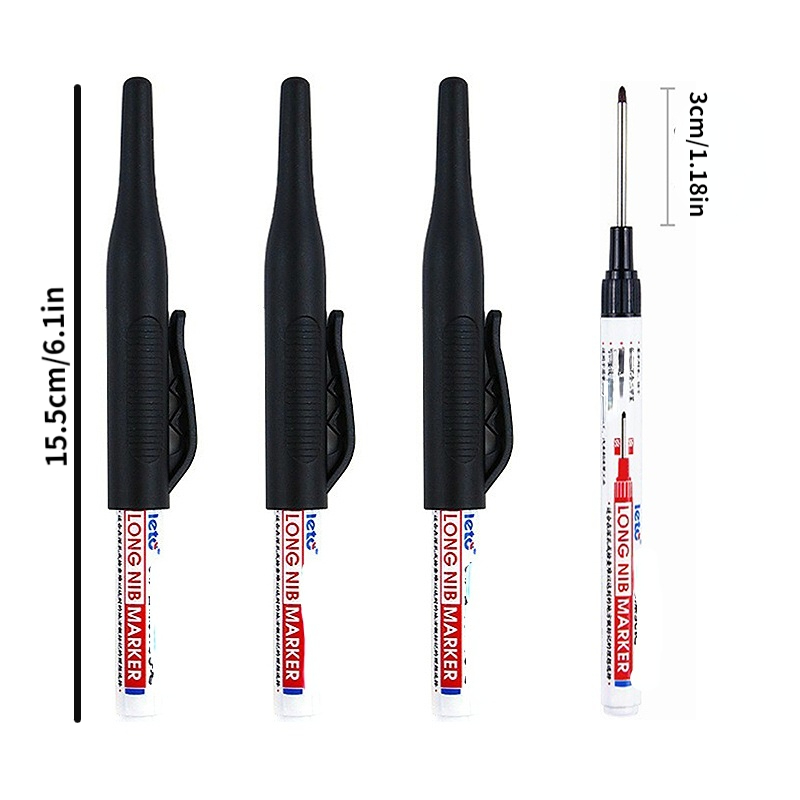 4pcs Long Head Oil Markers Pens Waterproof Multi-purpose Deep Hole Metal  Thin Marker Pen Green/Red/Black/Blue Ink