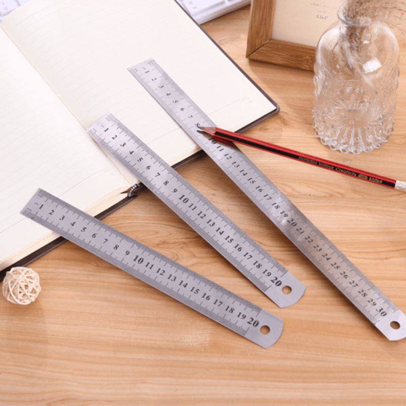 Double Side Stainless Steel Straight Ruler Metric Rule Precision Measuring  Tool 15cm/6 inch 30cm/12 inch School Office Supplies