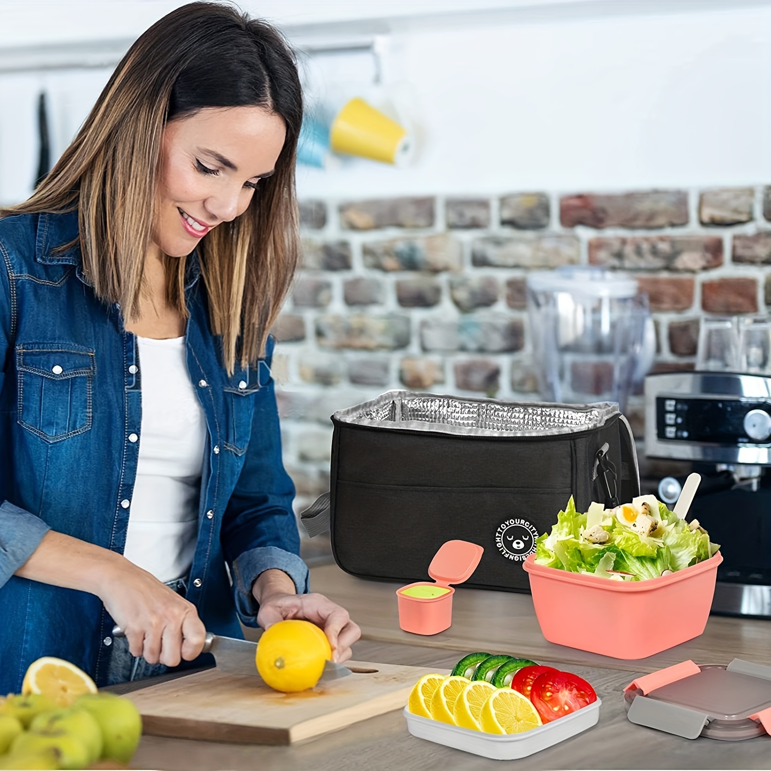 Portable Salad Lunch Box Salad Bowl With 2 Compartments And - Temu