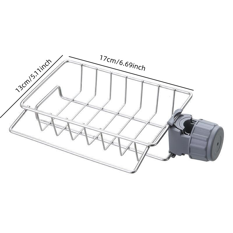 1pc, Soporte de esponja sobre el grifo Organizador de fregadero de cocina,  Estante de drenaje desmontable para grifo colgante para baño, Estropajos