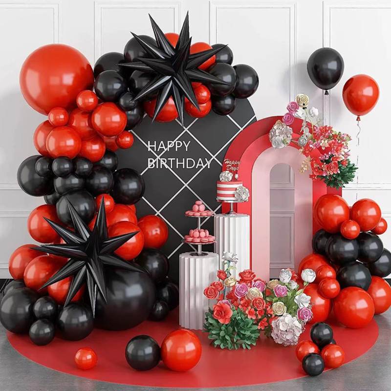 Red Black Balloon Arch Kit With Red Black Mixed Sequin - Temu