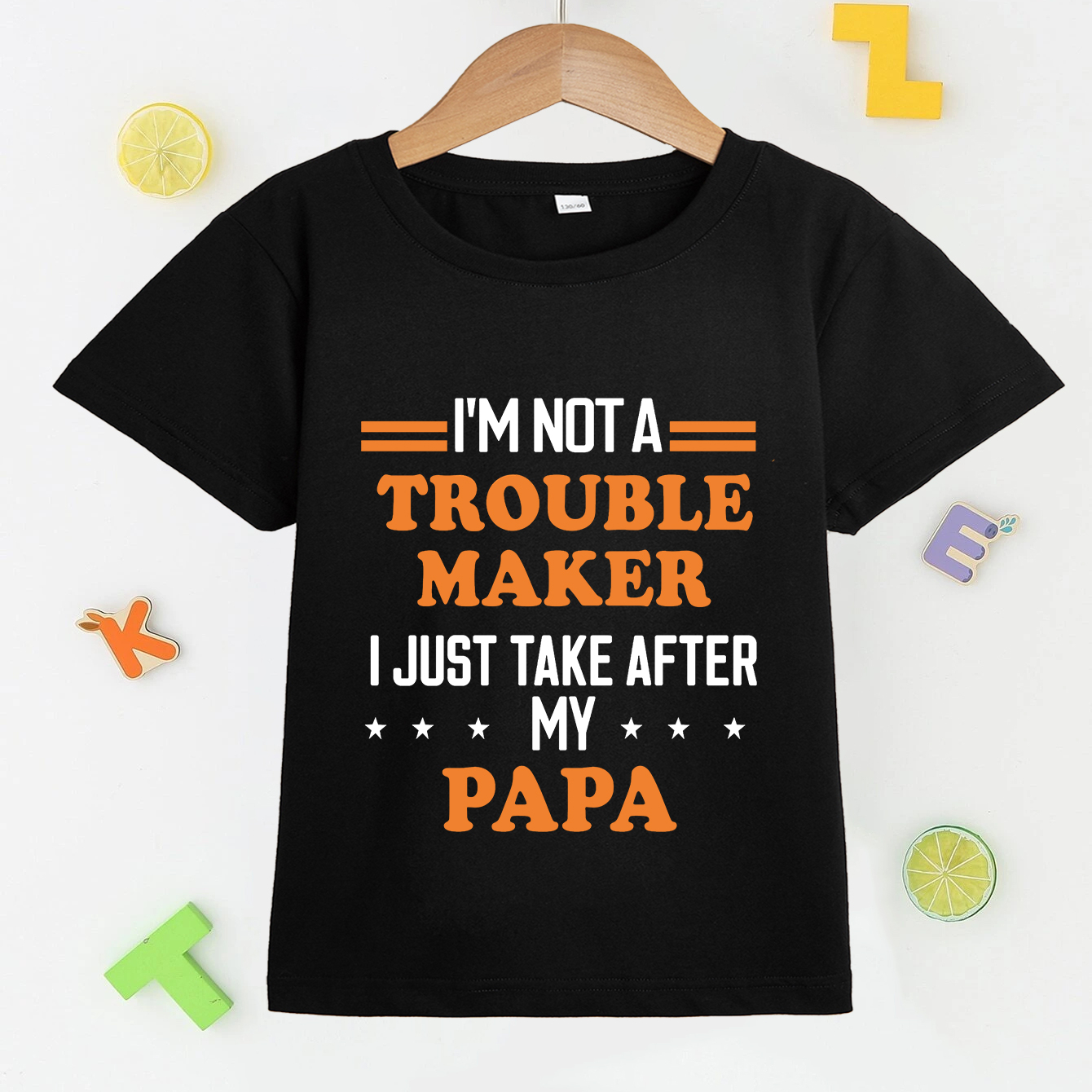 

Kid's Cotton T-shirt, I'm Not A Trouble Maker Print Short Sleeve Top, Casual Boy's Tee For Summer
