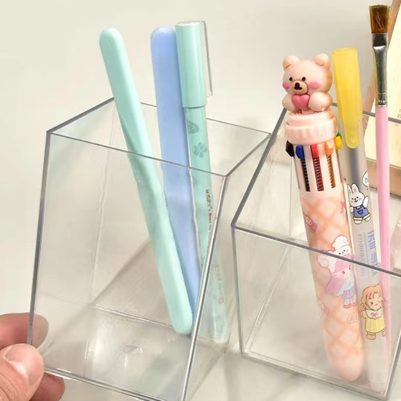 Simple Transparent Acrylic Pen Holder Brush Storage - Temu