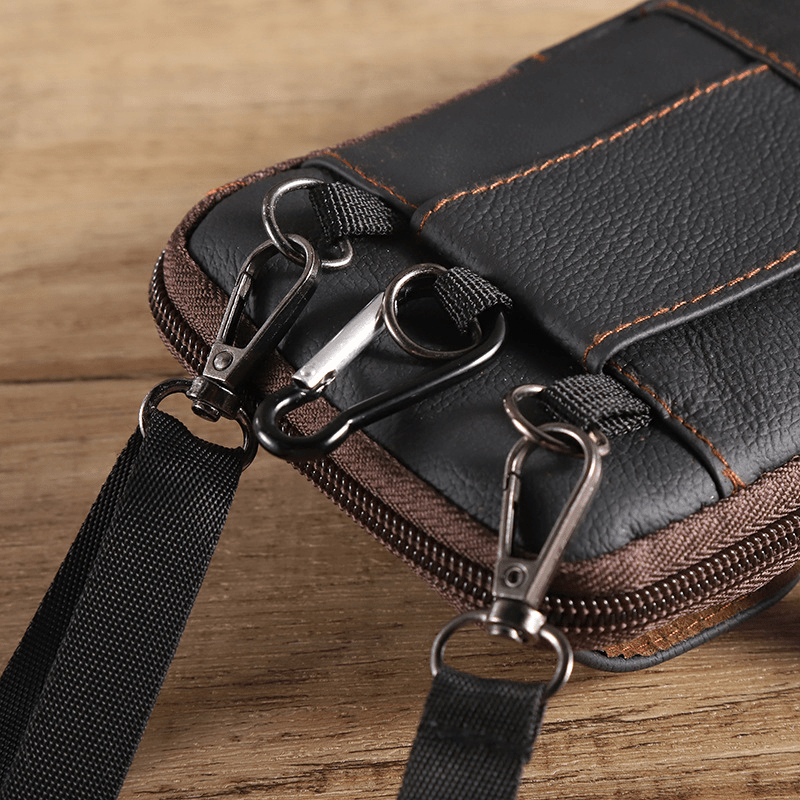1pc Genuine Leather Waist Bag Convenient Buckle Mobile Phone Bag Mens  Cowhide Waist Bag Abrasion Resistant Fanny Bag Money Card License Holder -  Bags & Luggage - Temu