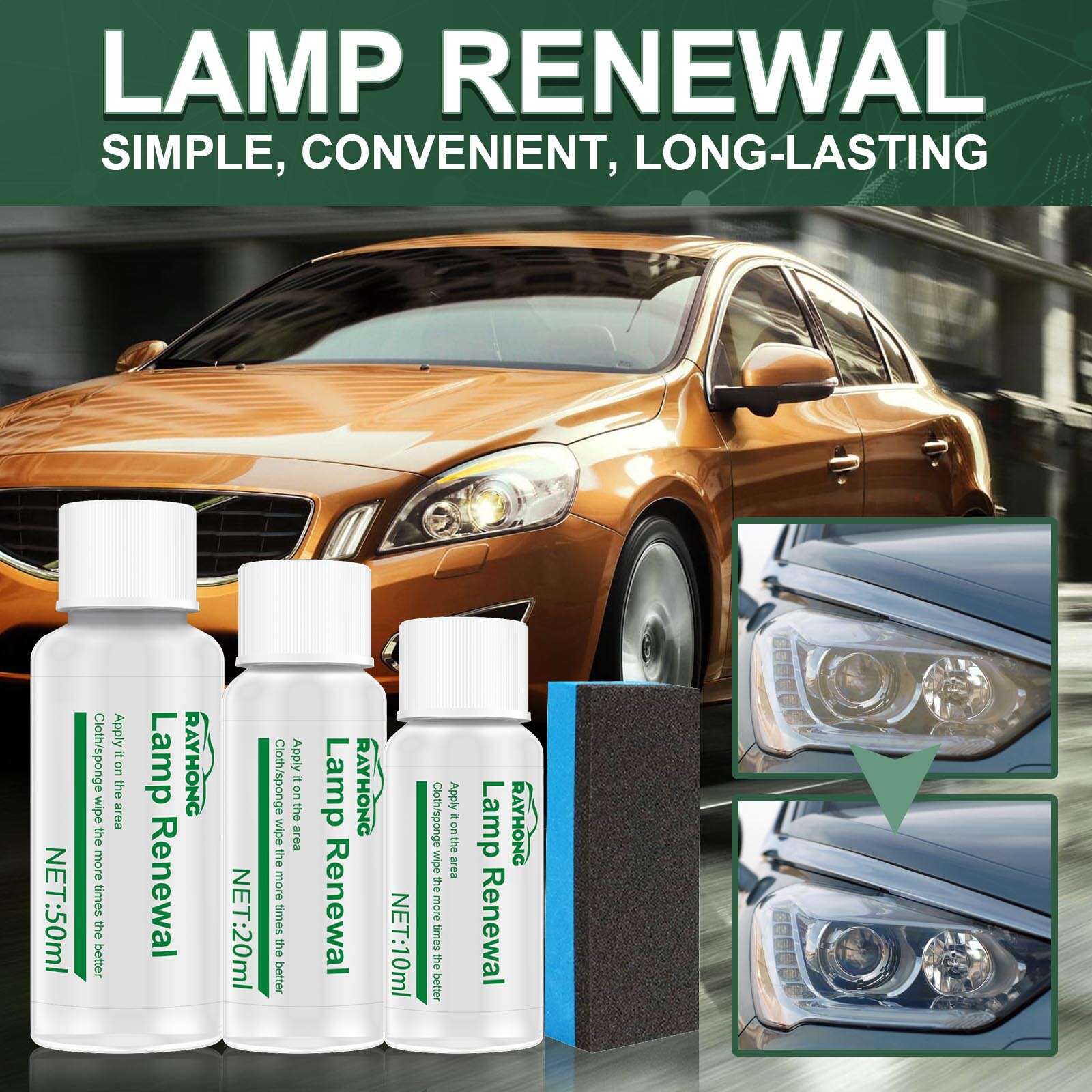10ml/ 20ml/ 50ml Car Headlight Repair Liquid Car Headlight Cleaning Fluid  Repair Refurbishment Fluid Detergent Car Light Cleaner