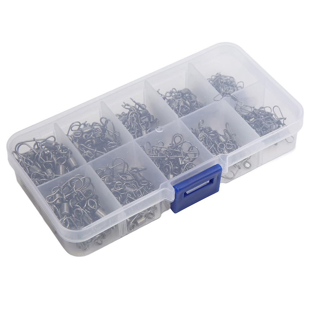 210Pcs Fishing Rolling Barrel Swivel with Nice Snap Tackle Connector Size  2#-8#