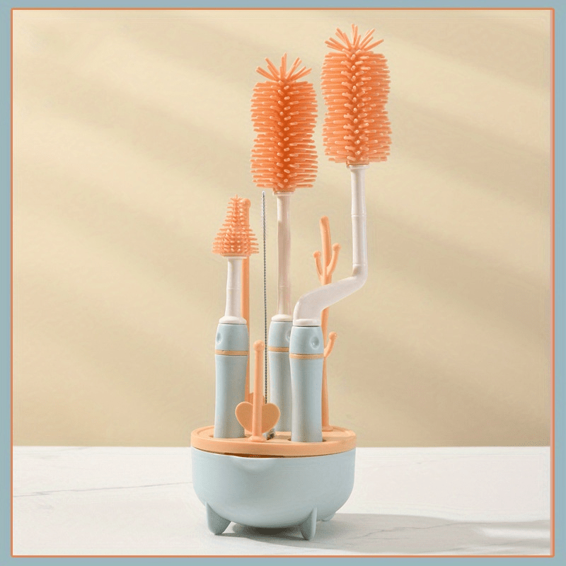 3 in 1 Food-Grade Baby Bottle Cleaning Brush,Multi-Functional Silicone Bottle  Cleaning Brush Kit, for Cleaning Baby Bottle,Nipple,Straw,Rotating Bottle  Cleaning Brush 