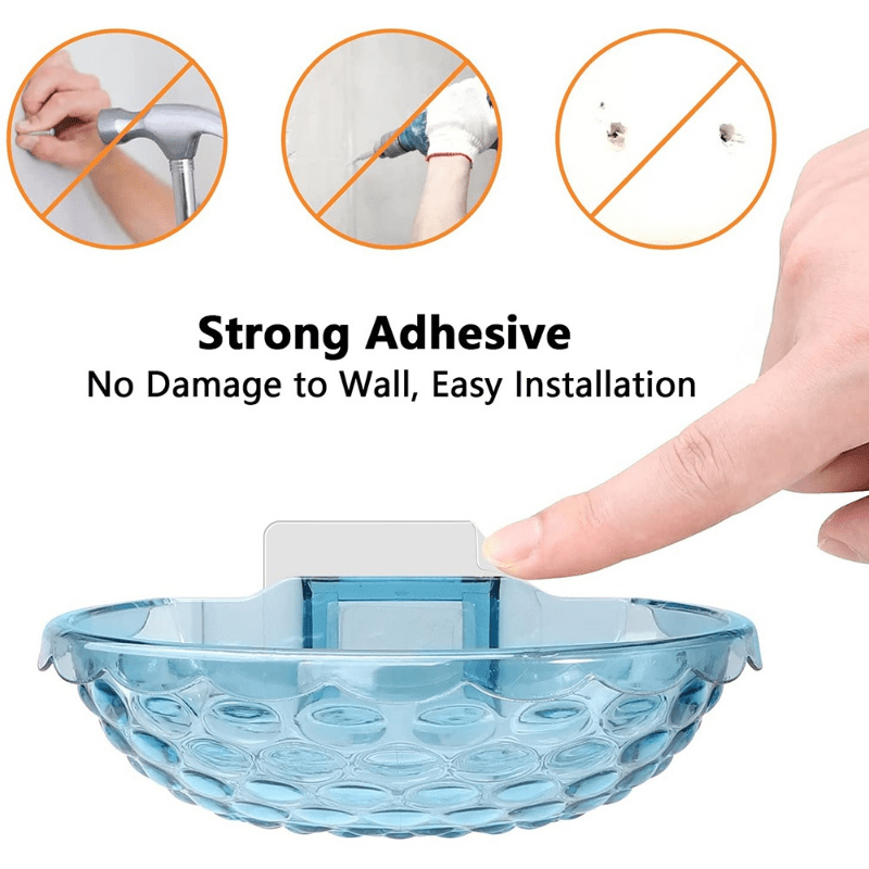 1pc Strong Adhesive Bathroom/kitchen Wall-mount Soap Dish