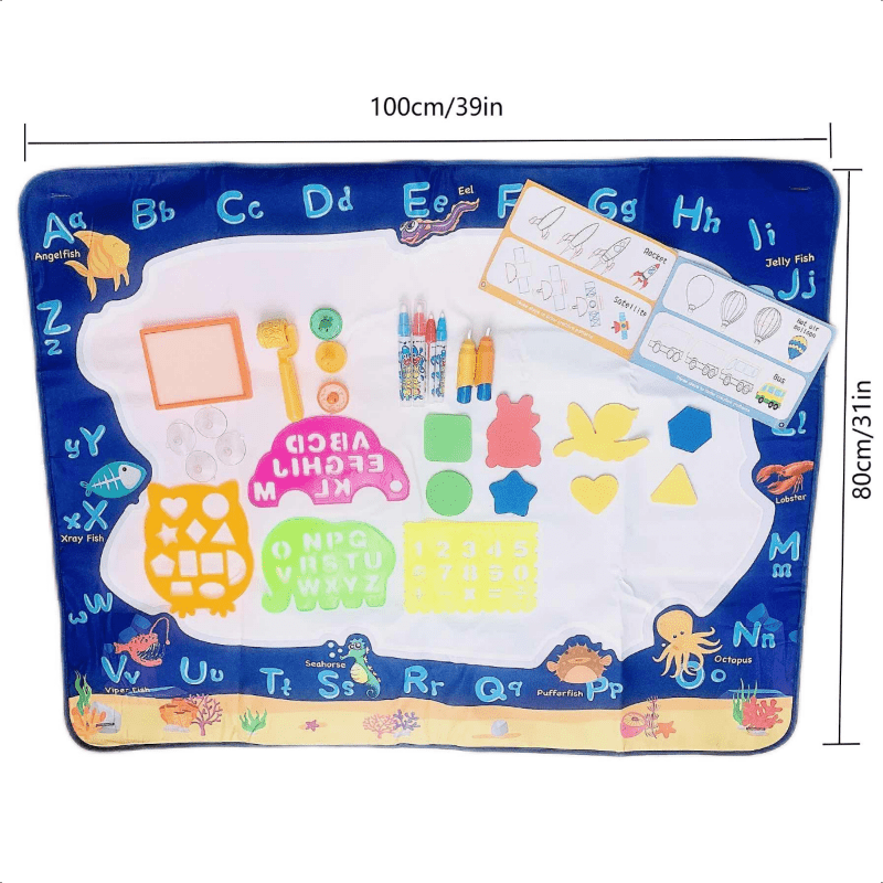 Toyk Water Doodle Mat - Kids Painting Writing Doodle Toy Mat - Color Doodle Drawing Mat Bring Magic Pens Educational Toys