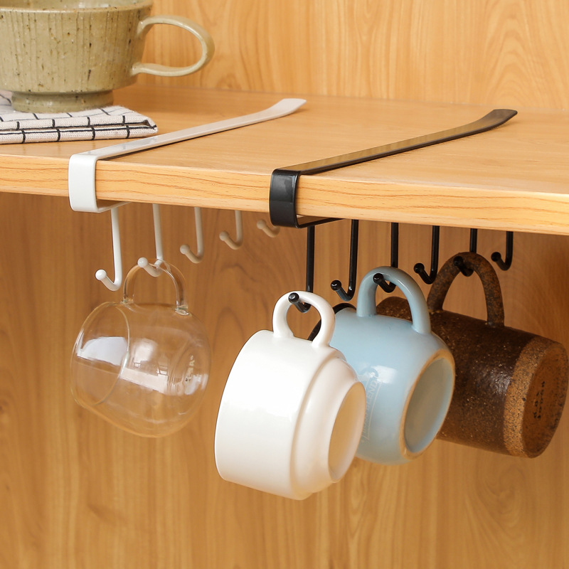 Multifunctional Under Cabinet Shelf Mug Cup Hanger Kitchen