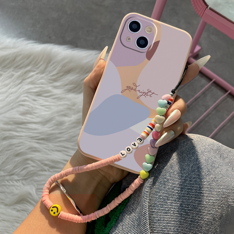 

Graffiti Pattern Phone Case With Lanyard For Iphone 11 14 13 12 Pro Max Xr Xs 7 8 6 Plus Mini Luxury Silicone Cover Anti-fingerprint Fall Car Shockproof Compatible Bumper Heart Pink Phone Cases