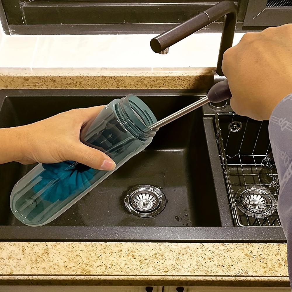 3pcs/set Long Handle Stainless Steel Water Bottle Brush for Easy Cleaning of Narrow Neck Bottles, Coffee Mugs, Tumblers, and Flask Lids