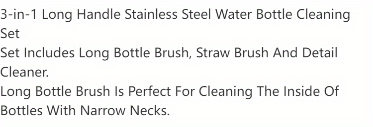 3pcs/set Long Handle Stainless Steel Water Bottle Brush for Easy Cleaning of Narrow Neck Bottles, Coffee Mugs, Tumblers, and Flask Lids