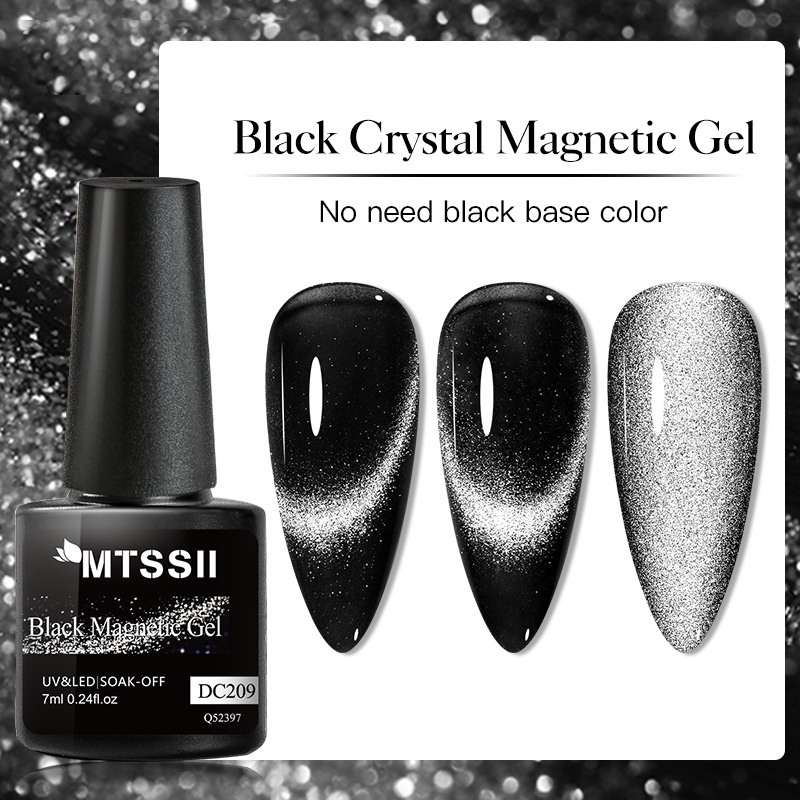 Black Crystal Cat Magnetic Gel Sparkling Glitter Gel Nail - Temu