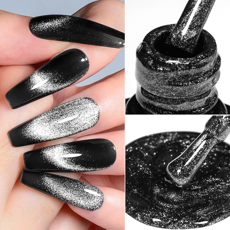 Black Crystal Cat Magnetic Gel Sparkling Glitter Gel Nail - Temu