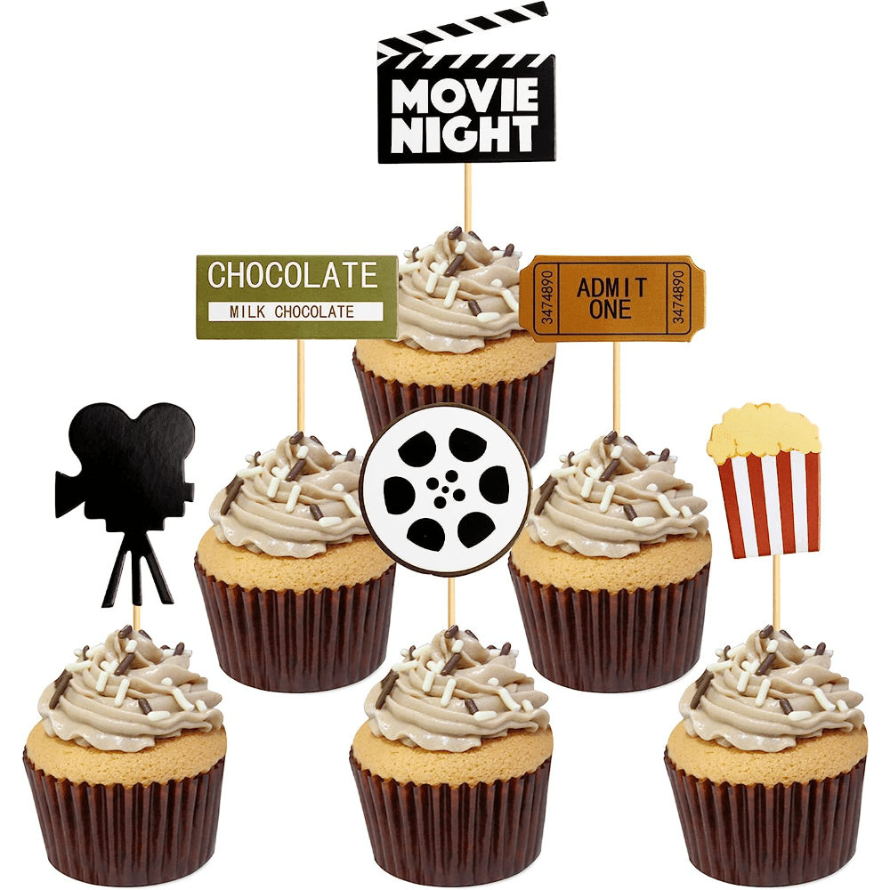 12pcs Movie Cupcake Toppers Movie Theme Cupcake Decoration Popcorn Movie  Ticket Camera Cake Toppers Birthday Party Decorations, Shop Now For  Limited-time Deals