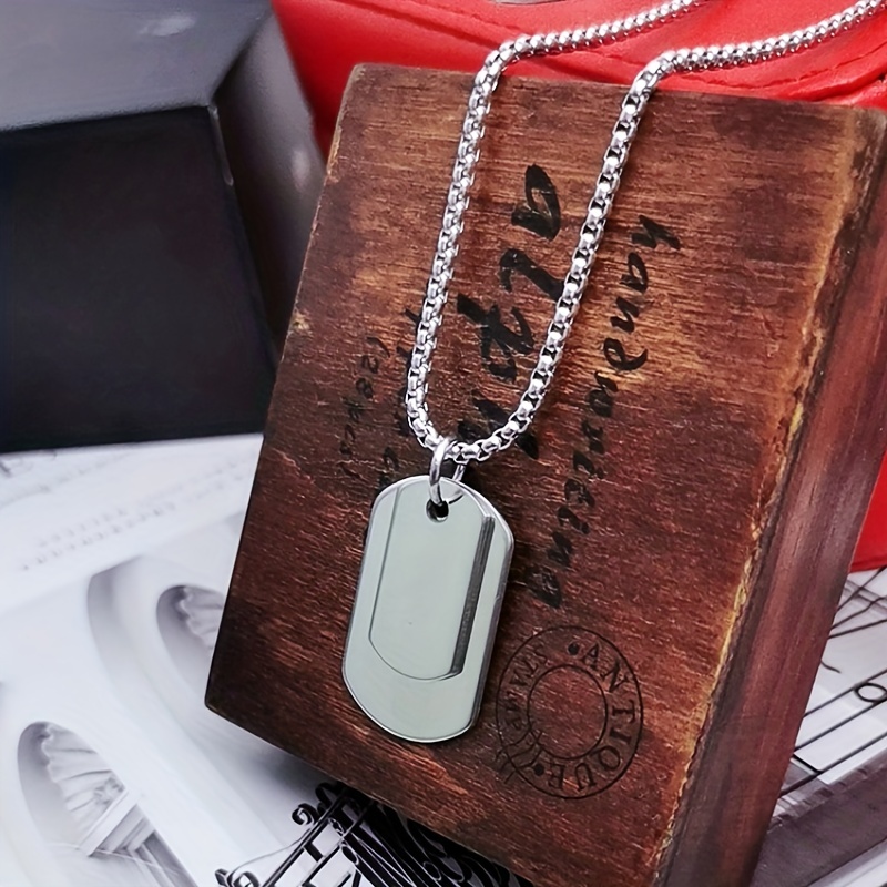 Hip Hop Dog Tag Pendant Necklace Men Women - Temu