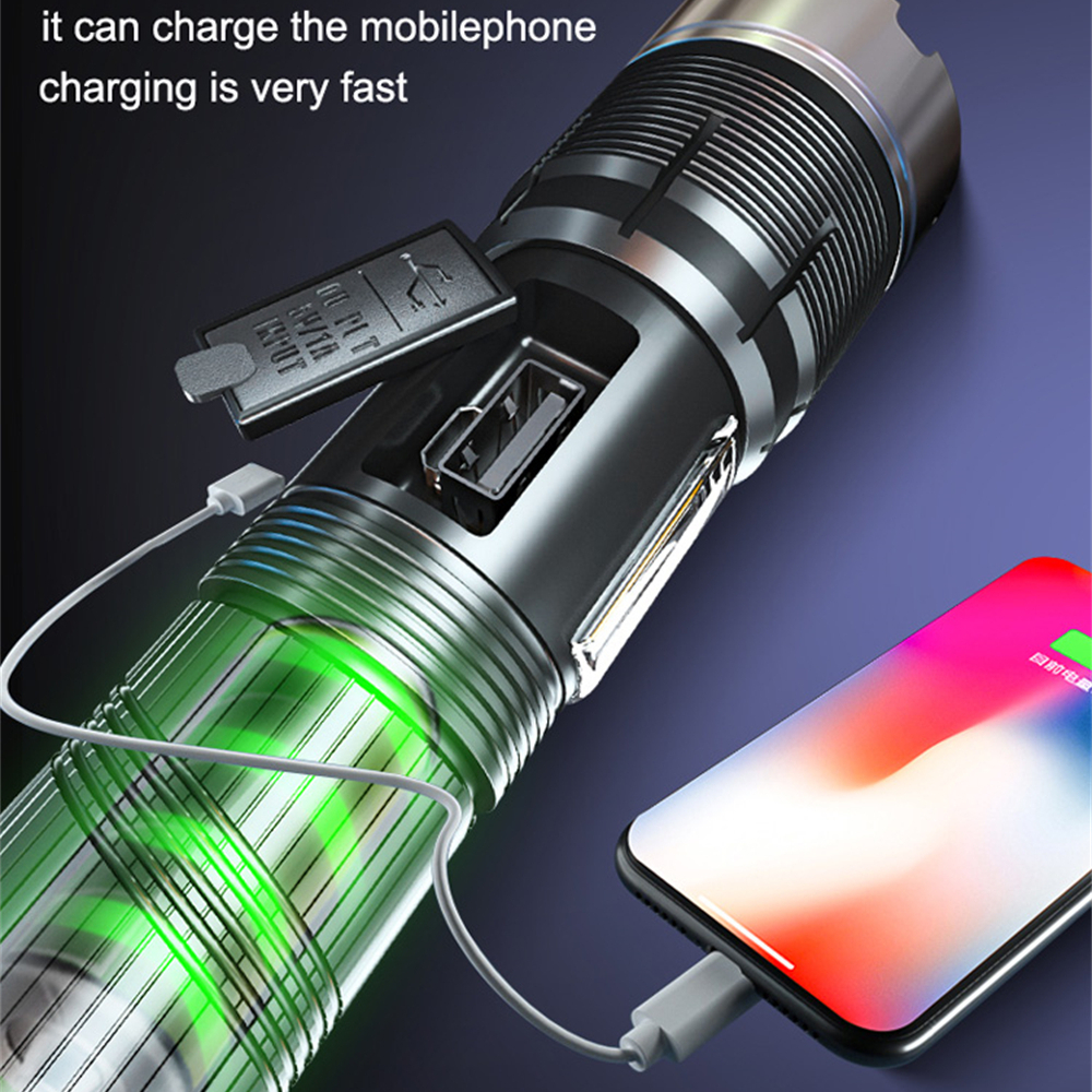 IGOODS lampe de poche torche portable cob étanche Zoom télescopique 4 modes  LED lampe
