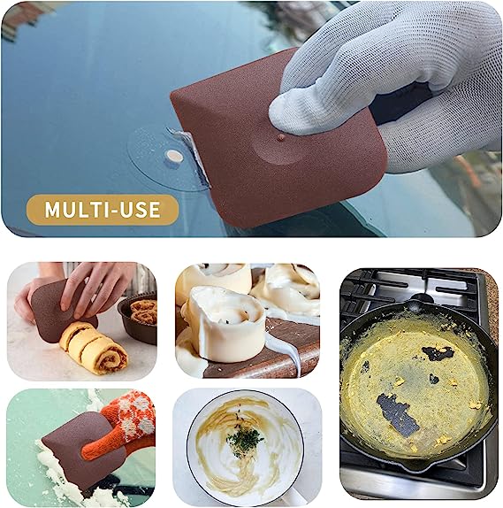 Cast Iron Food Cleaner Scraper Polycarbonate Plastic Pan Pot Scraper, Iron  Skillet Scraper Scrubber For Cleaning Grease, Glass Scrapper - Temu